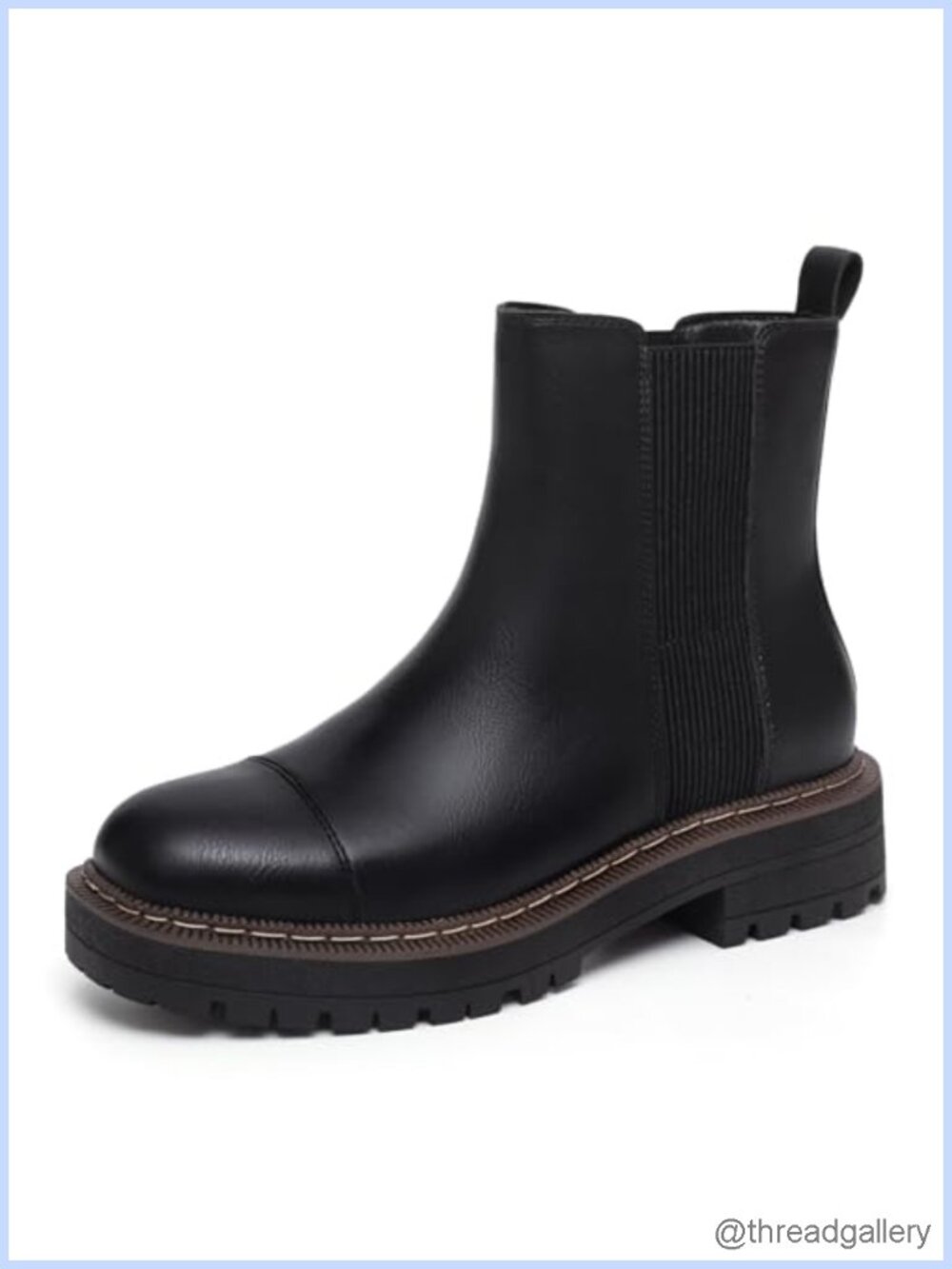 Women's Chunky Heel Slip On Chelsea Ankle Booties Faux Leather